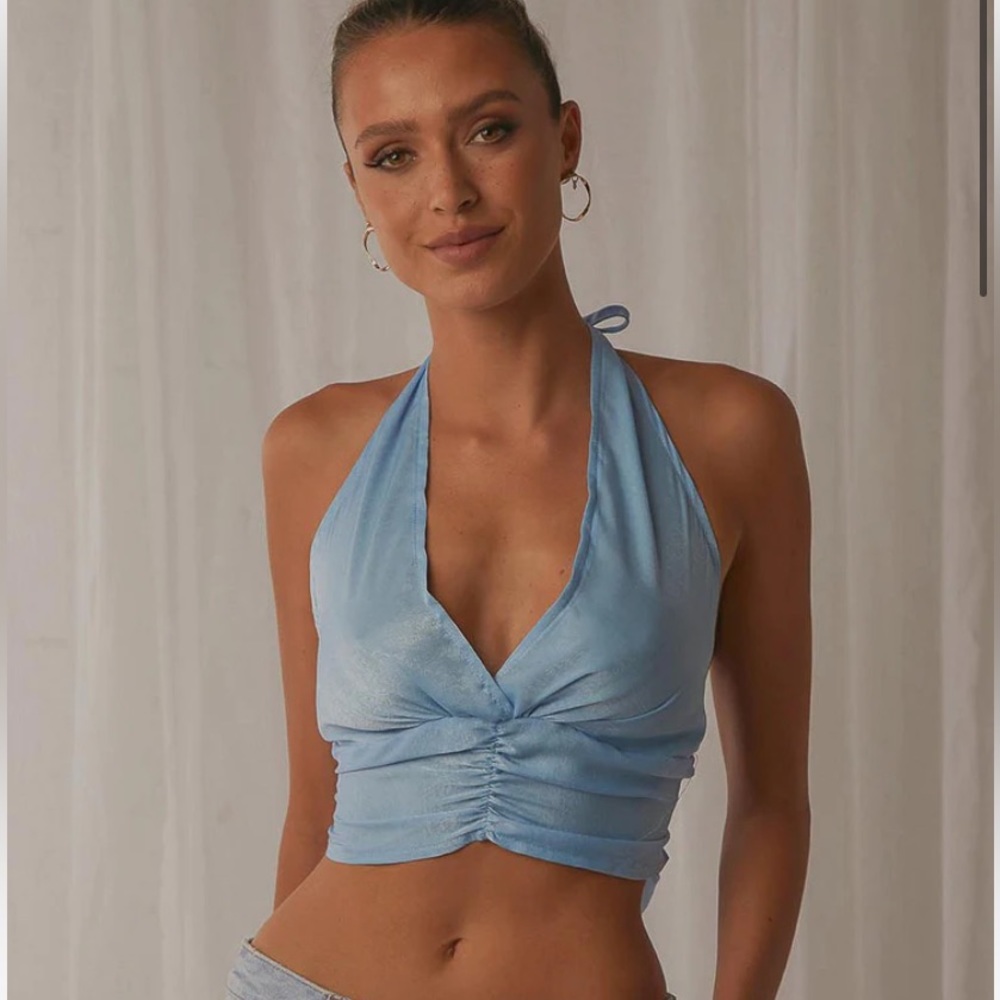 NWOT Peppermayo Blue Betty Halter Neck Top